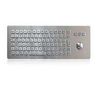 K-TEK-A361-OTB-FN-BL-DWP Stainless Steel Industrial Keyboard with Optical Trackball, IP65 Waterproof Vandal Proof, Top Panel Mount, 85 Keys with Function Row Backlight USB, Industrial, Mining, Medical