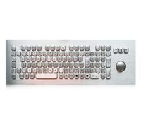 K-TEK-A420-MTB-KP-FN-DWP Stainless Steel Keyboard with Trackball, Industrial Keyboard IP65 Vandal Proof, Top Panel Mount, 104 Keys with Numeric Keypad & Function Row USB, Mining, Bank Kiosk, Medical