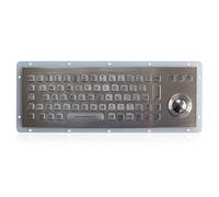 K-TEK-B255-25-OTB-BL-DWP Stainless Steel Industrial Keyboard with Optical Trackball, IP65 Waterproof Vandal Proof, Rear Panel Mount, 71 Keys with Backlight USB, Industrial, Mining, Bank Kiosk, Medical