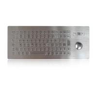 K-TEK-B361-OTB-FN-BL-DWP Stainless Steel Industrial Keyboard with Optical Trackball, IP65 Waterproof Vandal Proof, Top Panel Mount, 86 Keys with Function Row Backlight USB, Industrial, Mining, Medical