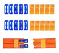 K TOMOTO 10 Blue Racetracks Connectors + 10 Orange Double Lane Connectors Compatible with Hot Wheels Straight Tracks (20 Pack)