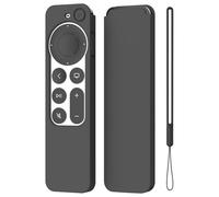 K TOMOTO Compatible with Apple TV 4K Siri Remote Case 2021, Silky-Soft Anti-Slip Protective Silicone Cover for Siri Remote Control 2nd Generation [Lanyard Included], Black