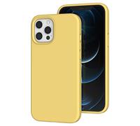K TOMOTO Liquid Silicone Case Compatible with iPhone 12 Pro Max 6.7 Inch, Full Body Protection Gel Rubber Cover with Microfiber Lining, Shockproof Protective Phone Case, Yellow