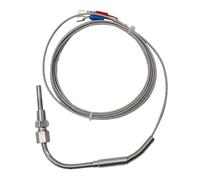 K Type Thermocouple Exhaust Probe 1200°C, 1/8" for NPT Thread, Stainless Steel Sensor with Adjustable Lock, 5mm Diameter, 2m Cable for