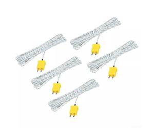 K-Type Thermocouple Probe for TM902C, TES1310, TM6801 for - 5 Pack 2m Flexible Fiberglass Sensor, -50°C to 400°C, for Air and Gas Measurement