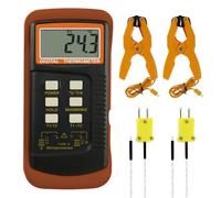 K Type Thermocouple Thermometer (-50~1300°C), Dual Channels Digital Thermometer with 2 Temperature Clamp 2 Wired Thermocouple Probes, High Accuracy Temperature Kelvin Scale Meter Tester