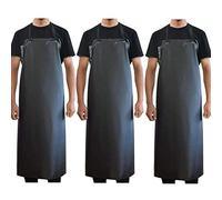K Y KANGYUN 3 Pack Men's Black Waterproof Rubber Vinyl Work Apron- 43"x29" Heavy Duty Model,Best for Staying Dry When Dishwashing, Lab Work, Butcher, Dog Grooming, Cleaning Fish