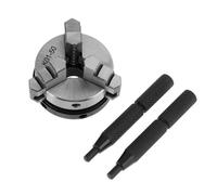 K01-50 Lathe Mini Chuck 3 Jaws Woodworking Hand Chuck with Mounting Thread Screw Rod Self-Centering Tool 50mm