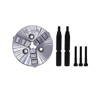 K01-80B 80mm Lathe Mini Chuck 3 Jaws Woodworking Hand Chuck with Mounting Thread Screw Rod Self-Centering Lathe Tool