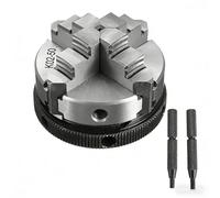 K02-50/63/80B/100B Mini Manual 4-Jaw Lathe Chuck, 0.1mm Precision for Non-Ferrous Metals & Plastics, for Instrument Lathes and Small Parts Machining(50mm)