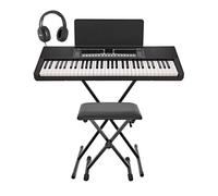 K1 61-Key Keyboard Piano with Stand for Beginners | 61-key beginner keyboard, 300+ sounds/rhythms with drum pads, built-in speakers, X-frame stand/bench/headphones included