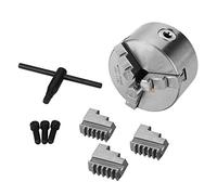 K11 100 Lathe Chuck, Metal 4inch 3-Jaw Self-Centering Lathe Chuck with 3pcs Extra Jaws 1pcs Wrench 3pcs Screw Turning Machine Accessories