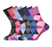 K11 - L10764 Assorted 6 Pairs Non Elastic Diabetic Ladies Socks Girls Womens Socks Easy Grip Loose Soft Top Rich Cotton Socks One Size UK 4-7