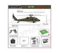(K170-1B) WLtoys RC Helicopters Brushless Motor k170 UH-60L 2.4Ghz 4CH 6-Aixs Gyroscope Single Blade Propellor