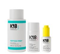 K18 Peptide Prep Detox Shampoo 250ml, Leave-In Molecular Repair Hair Mask 50ml and Molecular Repair Hair Oil 30ml Pack