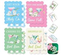 K1tpde 8PCS Funny Mahjong Shuffler Hot Tips Cards with Storage Bag, PVC Mahjong Tile Shuffler with Rules Printed Wavy Edge for Mixing and Shuffling, Mah Jongg Accessories Gift for Lovers Game, Martini