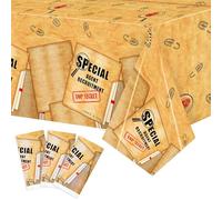 K1tpde Retro Spy Party Tablecloths - 3PCS Brown Vintage Secret Agent Theme Table Cover for Kids Birthday Party Escape Room Plastic Tablecloth Mystery Spy Party Decor for Boy Spy Detective Party Supply