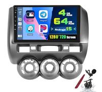 K2 Pro Plus,PLKEQS 4+64G Android 15 Car Stereo for H-onda Jazz Fit 2002-2008, 9" 2K Touch Screen, Wireless CarPlay Android Auto DSP 5G WiFi Bluetooth GPS FM SWC Backup Camera