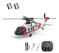 K200 Black-Hawk RC Helicopter, 2.4G 6CH 6-Axis Gyro Brushless RC Helicopter Model with Altitude Hold, Optical Flow & Inverted Flight, Simulation Aircraft Model Toy Gift for Biginner - 2Battery/Red