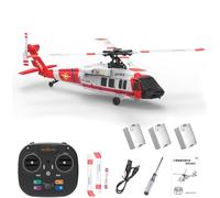 K200 Black-Hawk RC Helicopter, 2.4G 6CH 6-Axis Gyro Brushless RC Helicopter Model with Altitude Hold, Optical Flow & Inverted Flight, Simulation Aircraft Model Toy Gift for Biginner - 3Battery/Red