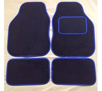 K2AUTOPARTSBLUETRIM6275 Universal Blue Trim Black Carpet Cloth Car Mats Set