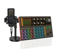 K300 Sound Effects Board Set, LED Light Voice Changer Sound Card with Multiple Sound Effects - Podcast Equipment Bundle for Live Streaming/Laptop Computer Vlog/Living Broadcast YouTube or TikTok