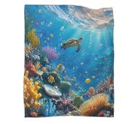 K3S9H2L7 Ocean reef 3D print microfiber throw blanket soft fleece feel | 50x60inch plush microfiber touch lightweight warmth sofa bed accent decor kids room travel gift easy care