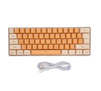 K401 RGB Gaming Keyboard, Mechanical Keyboard with 61 Keys, USB Wired Keyboard for PC Games, Contrast Color Design with Adjustable Backlight, Ultra Slim Mini Keyboard for Office an (Beige Orange)