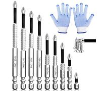 K5 Non-Slip Bit, 9 Pieces Highly Magnetic Screwdriver Drill Set, K5 Impact-Resistant, Strong Magnetism, Durable Non-Slip for Electric Drills, with Gloves