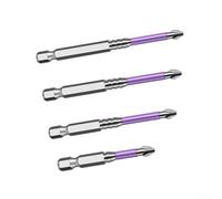 K5 Non-slip Ph2 Screwdriver Bits Set, Alloy Steel Cross Head Drill Tips With Magnetic Holder For Electric Drill And Hand Tools, 62hrc Hardness, Silver And Purple, 3 Pack (50-65-70-90)