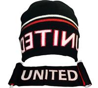 K58 Hat & Scarf Set Compatible with Man United Fans - Cosy Knit Beanie & Scarf, Red & Black Football Supporter Gear, Ideal Winter Warmers & Man U Fans