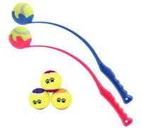 K58 Pet Dog Tennis Ball Launcher with 4 Balls - Ergonomic Throwing Stick, Long-Distance Fetch Toy for Dogs, Hands-Free Ball Pickup, Non-Slip Grip, 2 Sizes & Colours (Blue, 48cm)