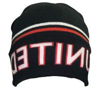 K58 Winter Beanie Compatible with Manchester United Fans - Warm Knit Hat, Bold United Branding, Red/Black Stripes - Fleece-Lined, Durable, Comfortable, One Size