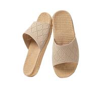 K5C7S3W9D6 Lightweight Slippers Flax Slippers Lightweight Unisex Linen Home Shoes Comfort Anti-Slip Summer Indoor Slides Bathroom Slippers(Beige,Alpha Small)