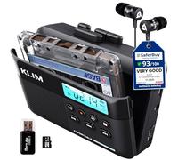 K7 Cassette Player, Converts Tapes to MP3, Built-in Microphone, 16GB Card | Doubles as an Audio Recorder with Onboard Speaker, Rechargeable Battery and Included Earphones - Black