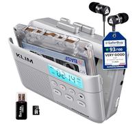 K7 Cassette Player, Converts Tapes to MP3, Built-in Microphone, 16GB Card | Doubles as an Audio Recorder with Onboard Speaker, Rechargeable Battery and Included Earphones - Silver