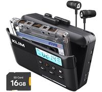 K7 Cassette Player with F1 Earphones, Converts Tapes to MP3, 16GB SD Card | Doubles as an Audio Recorder Featuring Built-in Speaker, Microphone and Rechargeable Battery - Black