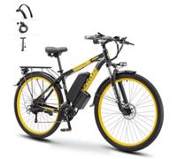K820 250W Road Legal Electric Bike 40 Miles Range, Shimano 21 Speeds e bikes,Electric Bicycle Front Suspension,Removable Waterproof Battery Commuter Ebike for UK Hills/City Riding (Yellow)