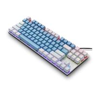 K87 Mechanical Gaming Keyboard, 87-Key Conflict-Free Design, RGB Backlit, Blue Switch, Pink and White Color Scheme (White+Blue/Red Switch)