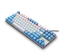 K87 Mechanical Gaming Keyboard, 87-Key Conflict-Free Design, RGB Backlit, Blue Switch, Pink and White Color Scheme (Blue+White/Blue Switch)