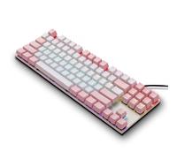 K87 Mechanical Gaming Keyboard, 87-Key Conflict-Free Design, RGB Backlit, Blue Switch, Pink and White Color Scheme (Pink+White/Blue Switch)