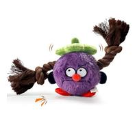 k8PurrDog Halloween Plush Dog Toys for Puppy, Purple Squeaky Dog Chew Toys The Green hat on The Head Contains a Sound Paper, Fruit Theme Tug of War Dog Toy with Rope Knots for Small and Medium Dogs