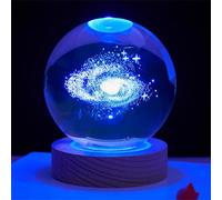 K9 Crystal 3D Solar System Ball Crystal Ball Multicolor Night Light Decor Crafts, with LED Base, 6/8Cm Planet Model, Cool Desk Galaxy Decor, Home Decorative Day Gifts (Milky Way,8CM)