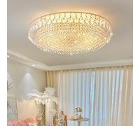 K9 Crystal Chandelier Ceiling ht - Modern Round Flush Mount Fixture with E14 Sockets 40/50/60/80cm Ideal for Bedroom Living Room & Foyer (D80cm Gold Finish)