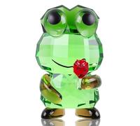 K9 Crystal Frog Holds Red Flower Figurine Ornament Glass Lucky Frog Animal Collectible Paperweight Gifts for Women Valentines Anniversary Christmas