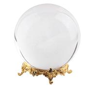 K9 Crystal Photography Prop 100mm Clear Crystal Ball For Home Decor Meditation Divination Fengshui Art Studio Office Decoration (Gold metal base)