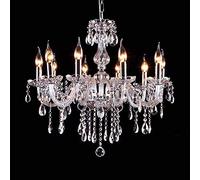K9 Crystal Raindrop Chandelier 8-Lights Chandelier Adjustable Vintage Classical Pendant Lighting Fixture for Kitchen Dining Room Living Room,Clear Light,10 Lights