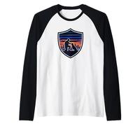 K9 Handler Dog Shield Silhouette City Sunset Raglan Baseball Tee