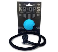 K9 Ops Dog Ball on a Rope Moki Tug Toy - Solid Rubber Fetch Training Reward - Large Dogs Durable Indestructible Chewers Pitbull Dobermann Rottweiler Shepherd (Lagoon Blue - Black Rope)