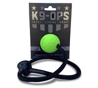 K9 Ops Mokie Dog Ball on a Rope Tug Toy - Solid Rubber Fetch Training Reward - Large Dogs Tug of War Launcher Indestructible Thrower Aggressive Chewers (Envy Green - Black Rope)